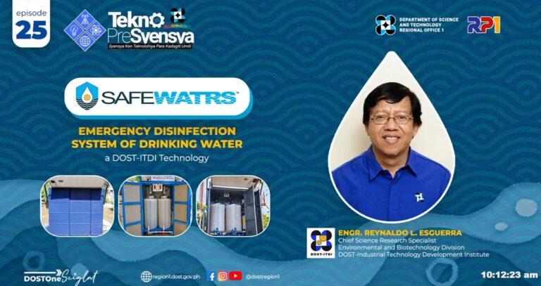 DOST 1 unveils DOST-ITDI’s technology, SAFEWTRS: Emergency Disinfection System of Drinking Water