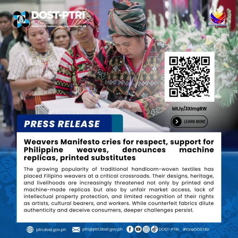 Weavers Manifesto cries for respect, support for Philippine weaves, denounces machine replicas, printed substitutes